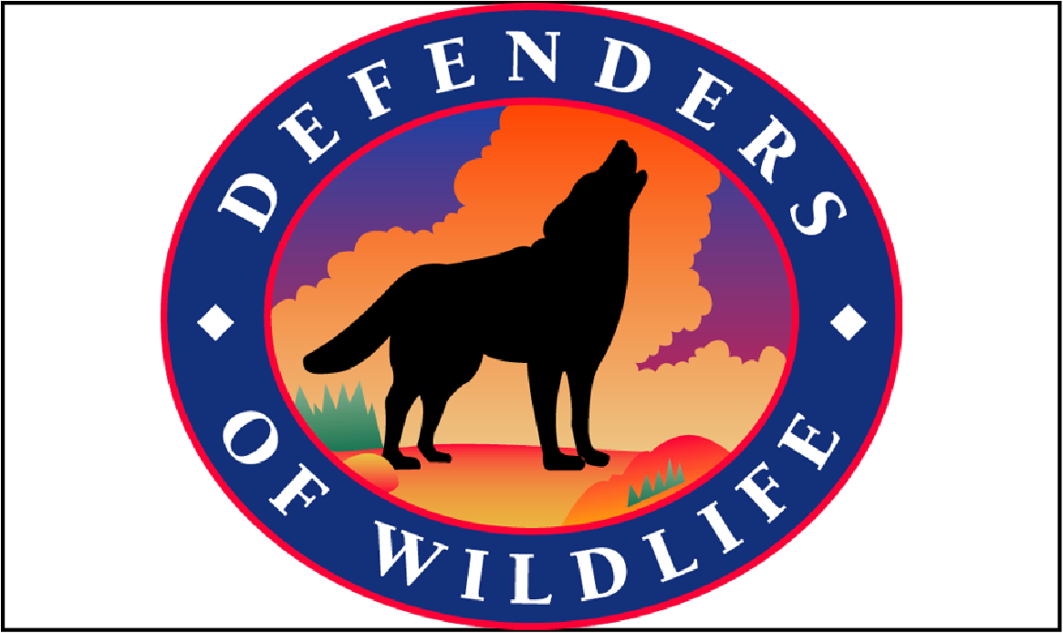 Defenders-of-Wildlife Logo. Howling wolf in oval border